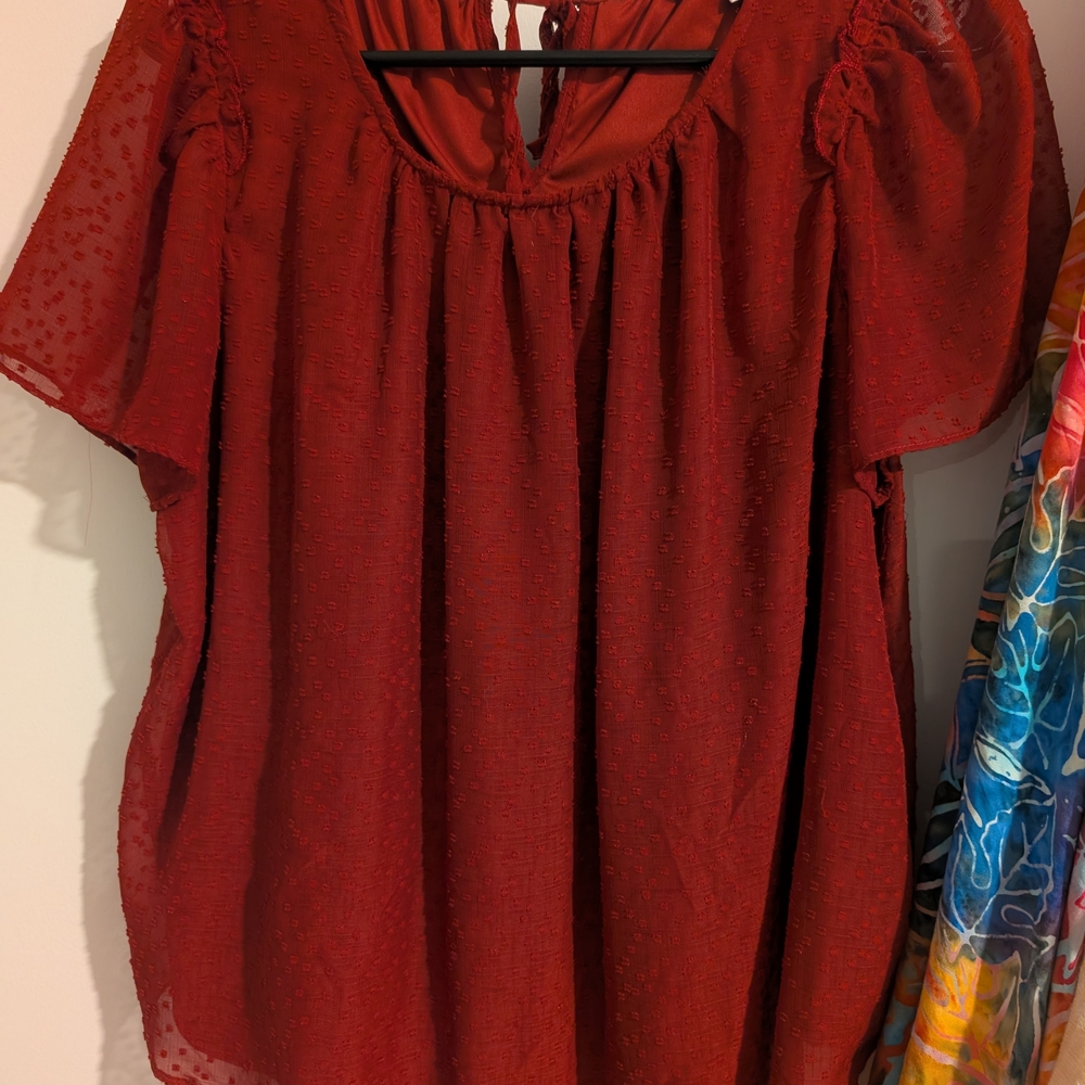 LC Lauren Conrad Deep Red Textured Blouse